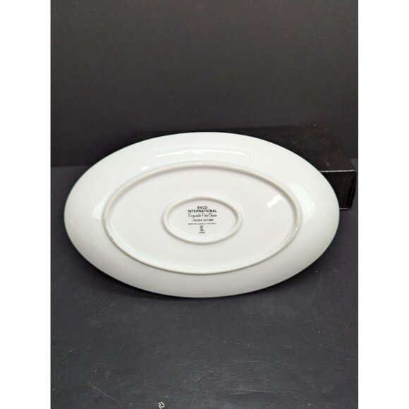 Ekco International Golden Autumn Double Pour Gravy Boat Attached Plate - Picture 10 of 11